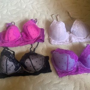 Beautiful bras.  3 are 36C and 1 34D.